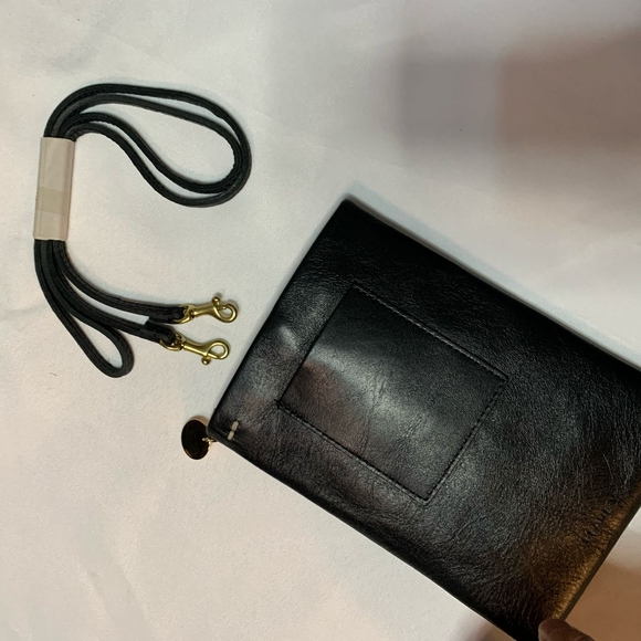 Clare V Black and Gold Leather Wristlet Clutch